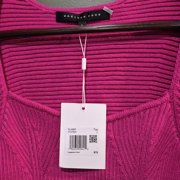 Endless Rose Fuchsia Ribbed Knit Top - Picture 5 of 8